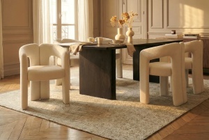 SCAUN, ARCH, REALIZAT DIN TEXTIL BOUCLE ALB/CREM, DESIGN MODERN, ARTIM GROUP SELECTION - Img 11