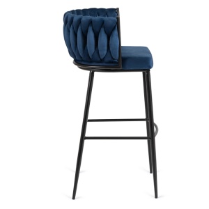 SCAUN BAR, ARTIM MEBLE, REALIZAT DIN CATIFEA SI METAL, CULOARE ALBASTRU/NEGRU, STIL MODERN - Img 5