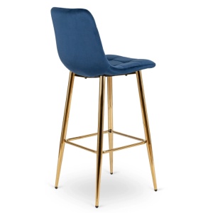 SCAUN BAR, ARTIM MEBLE, REALIZAT DIN CATIFEA SI METAL, CULOARE ALBASTRU/AURIU, STIL MODERN - Img 4