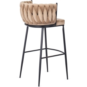 SCAUN BAR, ARTIM MEBLE, REALIZAT DIN CATIFEA SI METAL, CULOARE BEJ/NEGRU, STIL MODERN - Img 3