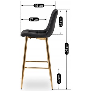 SCAUN BAR, ARTIM MEBLE, REALIZAT DIN CATIFEA SI METAL, CULOARE NEGRU/AURIU, STIL MODERN - Img 7