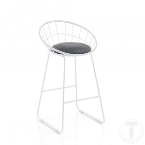 SCAUN BAR, AZA WHITE 85CM, CADRUL DIN METAL SI STOFA GRI, STIL MODERN, COD 4634 - Img 1