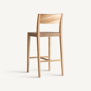 SCAUN BAR CAEN 95CM, DIN LEMN MASIV, CULOARE MARO NATUR, REALIZAT MANUAL, PRETABIL EXTERIOR, DESIGN VINTAGE - Img 4