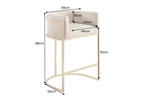 SCAUN BAR, ELEGANCE 180CM, DIN CATIFEA SI METAL, CULOARE BEJ, ARTIM GROUP SELECTION - Img 4