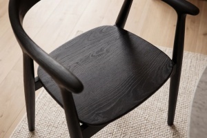 SCAUN BESTSELLER, KENNEDY, CU BRATE, REALIZAT DIN LEMN DE PIN, CULOARE NEAGRA, INVICTA INTERIOR - Img 5