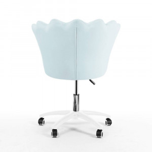 SCAUN BIROU PRINCESSA, ALBASTRU/ALB, TAPITERIE DIN CATIFEA SI PICIOARE DIN METAL, STIL MODERN - Img 3