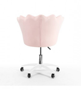 SCAUN BIROU PRINCESSA, ROZ/ALB, TAPITERIE DIN CATIFEA SI PICIOARE DIN METAL, STIL MODERN - Img 3
