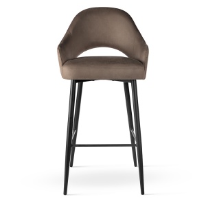 SCAUN DE BAR AINE SUPREME M 60 CM, BEJ/NEGRU, TAPITERIE DIN TEXTIL, SPUMA, ARCURI SI METAL, STIL MODERN - Img 2