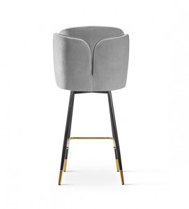 SCAUN DE BAR BEETLE, 70 CM, GRI/NEGRU/AURIU, TAPITERIE DIN CATIFEA SI PICIOARE DIN METAL, STIL MODERN - Img 3