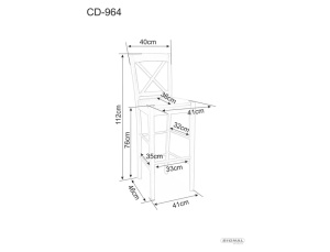 SCAUN DE BAR CD-964, ALB, DIN LEMN, STIL MODERN - Img 2
