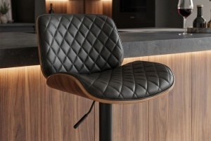 SCAUN DE BAR CHICAGO ROTATIV, DIN METAL, FURNIR SI PIELE ECO, CULOARE MARO/NEGRU, INVICTA INTERIOR - Img 4