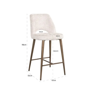 SCAUN DE BAR DELPHINE LOVELY CREAM 11, S4628, CONFECTIONAT DIN 100% POLIESTER SPUMA SI METAL, RICHMOND INTERIORS - Img 5