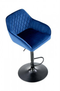 SCAUN DE BAR H-103, ALBASTRU/NEGRU, DIN METAL SI CATIFEA, STIL MODERN, HALMAR - Img 3