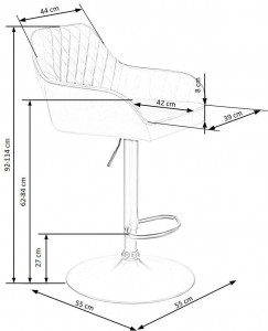 SCAUN DE BAR H103, VERDE/NEGRU, TAPITERIE DIN CATIFEA SI PICIOARE DIN METAL, STIL MODERN - Img 7