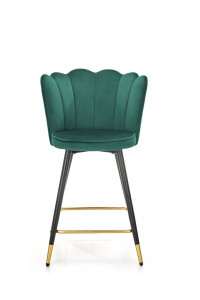 SCAUN DE BAR H106, VERDE/NEGRU/AURIU, TAPITERIE DIN CATIFEA SI PICIOARE DIN METAL, STIL MODERN - Img 5