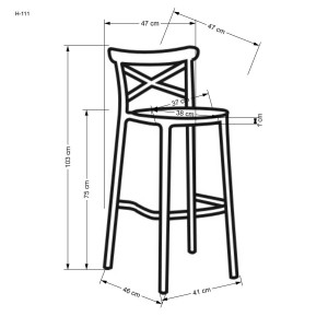 SCAUN DE BAR H111, NATURAL/NEGRU, DIN POLIPROPILENA, STIL MODERN, EXTERIOR - Img 5