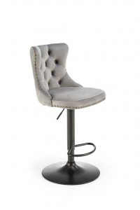 SCAUN DE BAR H117, GRI/NEGRU, TAPITERIE DIN CATIFEA SI PICIOARE DIN METAL, STIL MODERN
