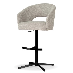 SCAUN DE BAR, INES SUPREME CROSS, BEJ/NEGRU, TAPITERIE DIN TEXTIL, SPUMA, ARCURI SI METAL, STIL MODERN - Img 1