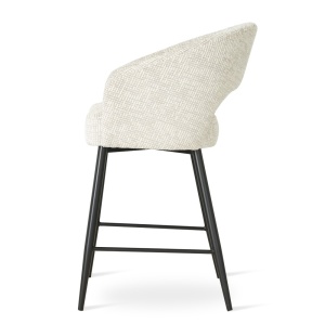 SCAUN DE BAR, INES SUPREME L 70 CM, CREM/NEGRU, TAPITERIE DIN TEXTIL, SPUMA, ARCURI SI METAL, STIL MODERN - Img 3