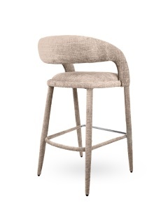 SCAUN DE BAR IRIS BEJ, CONFECTIONAT DIN METAL SI TEXTIL CHENILLE, STIL MODERN - Img 3