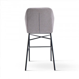 SCAUN DE BAR IRYS, 70 CM, GRI/NEGRU, TAPITERIE DIN STOFA SI PICIOARE DIN METAL, STIL MODERN - Img 6