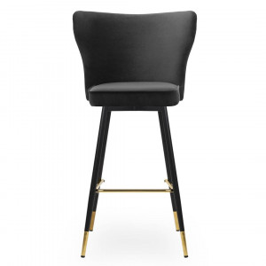 SCAUN DE BAR MODENA 60, NEGRU/AURIU/NEGRU, STIL MODERN, CONFECTIONAT DIN METAL SI CATIFEA