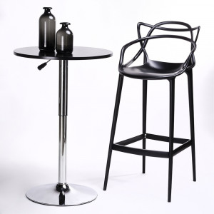 SCAUN DE BAR, NEGRU HILO PREMIUM, CONFECTIONAT DIN POLIPROPILENA, STIL MODERN - Img 7