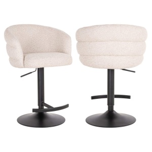 SCAUN DE BAR NIKKI, 213885, CONFECTIONAT DIN POLIESTER, METAL SI SPUMA, IGNIFUG, BEJ/NEGRU, STIL MODERN