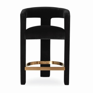 SCAUN DE BAR, NUBI M 60 CM, NEGRU/AURIU, TAPITERIE DIN TEXTIL, SPUMA, ARCURI, LEMN DE FAG SI METAL, STIL MODERN - Img 2