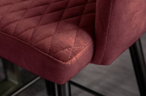 SCAUN DE BAR, PARIS, DE CULOARE ROSIE, DIN CATIFEA, COD 42293, ASPECT RETRO - Img 3
