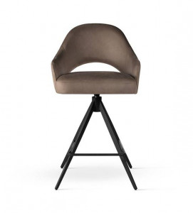 SCAUN DE BAR PIVOTANT GODA SUPREME TWIST, 70 CM, MARO/NEGRU, TAPITERIE DIN CATIFEA SI PICIOARE DIN METAL, STIL MODERN - Img 2