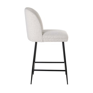 SCAUN DE BAR PULLITZER, 210644, CONFECTIONAT DIN TEXTIL BOUCLE, METAL SI SPUMA, ALB/NEGRU, STIL MODERN - Img 4