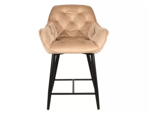 SCAUN DE BAR STIL CHERRY H-2, BEJ BLUVEL 28/NEGRU MAT, TAPITERIE DIN CATIFEA SI DIN METAL, STIL MODERN
