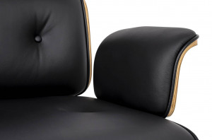 SCAUN DE BIROU LOUNGE BUSINESS, NEGRU/NATUR, PIELE NATURALA SI LEMN DE FRASIN, STIL MODERN - Img 7