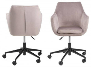 SCAUN DE BIROU NORA, ROZ PUDRA/NEGRU, DIN MATERIAL TEXTIL SI METAL, STIL MODERN - Img 3