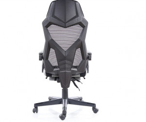 SCAUN DE BIROU PIVOTANT Q-939, CU SUPORT PENTRU PICIOARE, GRI/NEGRU, TAPITERIE DIN STOFA SI PLASA SI PICIOR DIN METAL, STIL MODERN - Img 3