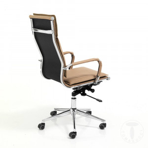 SCAUN DE BIROU, PREMIER TAUPE, STIL MODERN, METAL SI PIELE ECO, COD 4405 - Img 3