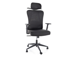 SCAUN DE BIROU Q-080M, NEGRU, CU FUNCTIE MULTIBLOC, TAPITERIE DIN TEXTIL SI PICIOR DIN METAL, STIL MODERN