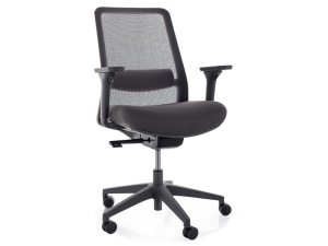 SCAUN DE BIROU, Q-718 NEGRU, FUNCTIE MULTIBLOCK, CU TAPITERIE DIN TEXTIL SI PLASA SI PICIOR DIN METAL, STIL MODERN