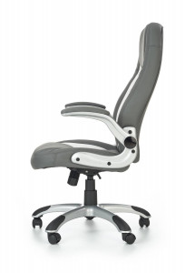 SCAUN DE BIROU SATURN, GRI/CROM, TAPITERIE DIN PIELE ECOLOGICA SI PICIOARE DIN METAL, STIL MODERN - Img 4