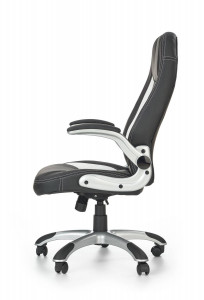 SCAUN DE BIROU SATURN, NEGRU/CROM, TAPITERIE DIN PIELE ECOLOGICA SI PICIOARE DIN METAL, STIL MODERN - Img 3