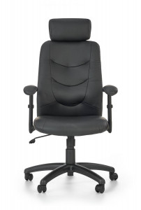 SCAUN DE BIROU STILO, NEGRU/NEGRU, TAPITERIE DIN PIELE ECOLOGICA SI PICIOARE DIN METAL, STIL MODERN - Img 6