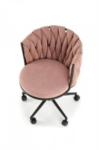 SCAUN DE BIROU TALON, ROZ/NEGRU, TAPITERIE DIN STOFA SI PICIOARE DIN METAL, STIL MODERN - Img 5