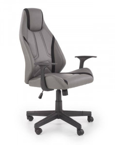 SCAUN DE BIROU TANGER, GRI/NEGRU, TAPITERIE DIN PIELE ECOLOGICA SI PICIOARE DIN METAL, STIL MODERN - Img 4