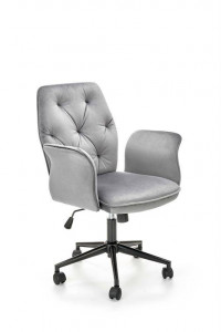 SCAUN DE BIROU TULIP, GRI/NEGRU, TAPITERIE DIN CATIFEA SI PICIOARE DIN METAL, STIL MODERN - Img 1