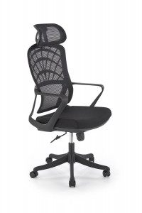 SCAUN DE BIROU VESUVIO, NEGRU, TAPITERIE DIN STOFA/PLASA SI PICIOARE DIN METAL, STIL MODERN