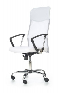 SCAUN DE BIROU VIRE, ALB/CROM, TAPITERIE DIN STOFA/PLASA SI PICIOARE DIN METAL, STIL MODERN - Img 2