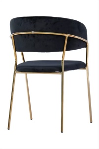 SCAUN DE CAFENEA/RESTAURANT, REALIZAT DIN CATIFEA SI METAL, GLAMOUR, DE CULOARE NEGRU/AURIU - Img 4
