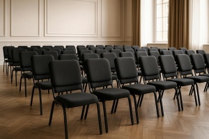SCAUN DE EVENIMENTE/CONFERINTE SAMOS NEGRU, CONFECTIONAT DIN TEXTIL SI METAL, STIL MODERN