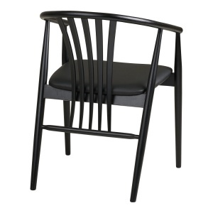 SCAUN DE SUFRAGERIE AGUSTIN, DIN LEMN SI PIELE ECO, CULOARE NEGRU, HOUSE NORDIC - Img 5